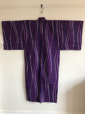 Purple Rain men's purple cotton Japanese yukata kimono tatewaku waving ...